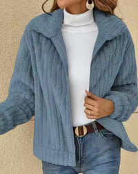 Damenjacke mit strukturierter Oberfläche | Gerade Form – Blau