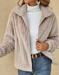 Damenjacke mit strukturierter Oberfläche | Gerade Form – Beige