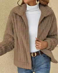 Damenjacke mit strukturierter Oberfläche | Gerade Form – Khaki