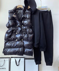 Emma | Trainingspaket Damen Bodywarmer & Jogginganzug – Schwarz