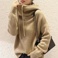 Kapuzenpullover mit Kordelzug für Frauen in lockerer Passform – Khaki