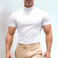 St. Moritz™ T-Shirt mit hohem Kragen und klarem Design / Raffinierter Minimalismus für Herren mit Ausstrahlung! – Weiß