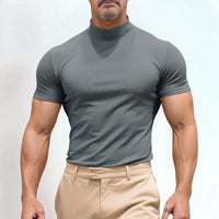 St. Moritz™ T-Shirt mit hohem Kragen und klarem Design / Raffinierter Minimalismus für Herren mit Ausstrahlung! – Grau