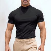 St. Moritz™ T-Shirt mit hohem Kragen und klarem Design / Raffinierter Minimalismus für Herren mit Ausstrahlung! – Schwarz