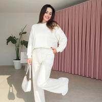 Beauty™ Sweatshirt-Set aus weichem Stoff mit samtiger Oberfläche / Anspruchsvoller Minimalismus für den Alltag! – Weiß