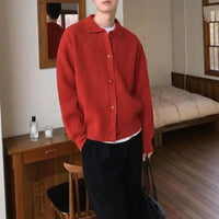 Preston™ Strickjacke aus hochwertigem Trikot mit strukturiertem Kragen / Die neue Ikone des eleganten Herrenstils! – Rot