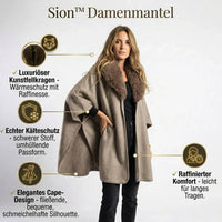 Sion™ Damenmantel mit luxuriösem Kunstfuchs-Kragen und echtem Schutz vor Kälte – Khaki