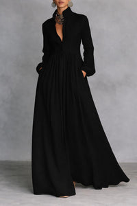 Hina - fließendes Maxikleid – Schwarz