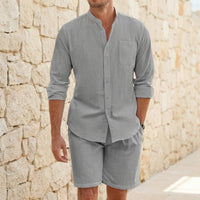 Riviera Klassik™ Minimalistisches Set aus Baumwoll-Leinen-Mischung – Grau