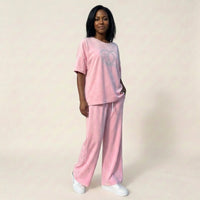 Urban Eleganz™ Zweiteileraus Comfort-Maschenware mit eleganten Kristalldetails – Rosa
