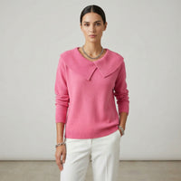 Noelle™ Pullover aus strukturiertem Strick mit stilisiertem Kragen – Rosa