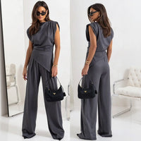 Bellanova™-Set mit Drapiertem Oberteil und Eleganter Hose – Dunkelgrau