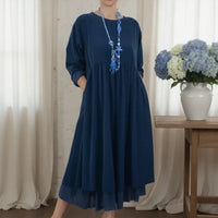 Delmara™ Kleid mit Lockerer Passform und Minimalistischem Stil – Blau