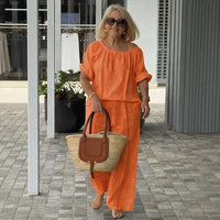 Celiane™-Set aus Baumwoll-Leinen mit Lockerer Passform – Orange