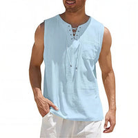 Zayron™ Tanktop aus Leinen-Baumwolle mit Modernem Schnitt und Lässigem Stil – Blau