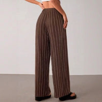 Zirelle™ Pants with Elegant Stripes and Smart Comfort – Kaffeebraun