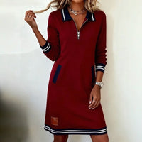 Navelle™ Kleid mit Polokragen und Müheloser Eleganz – Rot