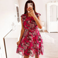 Serenelle™ Kleid mit Floraler Eleganz und Sofistischem Charme – Rot