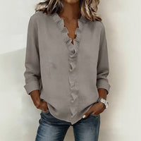 Sorelle™ Bluse mit Vertikalem Rüschendetail und Zeitlosem Stil – Grau