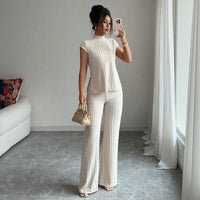 Selmira™ Geripptes Set mit Minimalistischer Eleganz – Aprikose