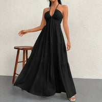 Marielle™ Kleid mit Halterneck-Ausschnitt und Zarter Bindung – Schwarz