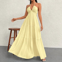 Marielle™ Kleid mit Halterneck-Ausschnitt und Zarter Bindung – Hellgelb