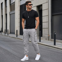 Everest™ Cargohose mit Utility-Taschen und Jogger-Bündchen – Hellgrau