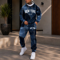 Avelon™ Freizeitanzug aus Sweatstoff mit Denim-Optik – Blau