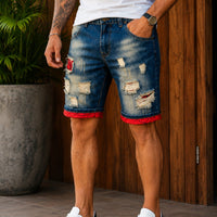 Dante™ Premium-Denim-Shorts mit Stone-Wash-Optik – Blau