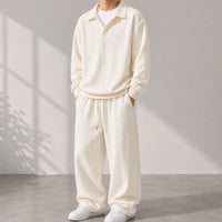 Valdren™ Herren 2-Teiliges Set Aus Strukturierter Strickware – Aprikose