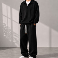 Valdren™ Herren 2-Teiliges Set Aus Strukturierter Strickware – Schwarz