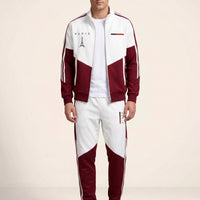 Cassian Paris™ Set mit Stehkragenjacke und Jogginghose – Rot