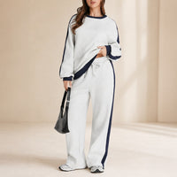 Celestelle™ Sweatshirt-Set Mit Seitlichen Streifen Und Weiter Hose – Weiß