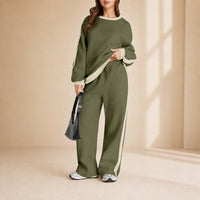 Celestelle™ Sweatshirt-Set Mit Seitlichen Streifen Und Weiter Hose – Grün