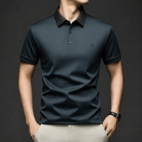 Alviero™ Poloshirt mit Strukturkragen und Flexiblem Gewebe – Petrolblau