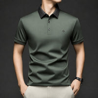 Alviero™ Poloshirt mit Strukturkragen und Flexiblem Gewebe – Olivgrün