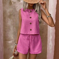 Celestina™ Set Aus Leinen-Baumwoll-Mischung Mit Minimalistischem Design – Rosa