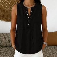 Bluse Nadine™ mit Knopfleiste und Rundhalsausschnitt – Schwarz