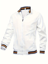 Irelyra | Klassische Herren Bomberjacke, Vintage Stehkragen Zip Up Winddicht – Weiß