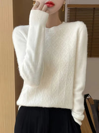 Seymilah | Eleganter Wollstrickpullover für Frauen - Kuschelig & Vielseitig – Weiß