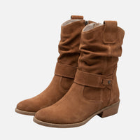 Britta | Damen Wildleder Stiefeletten Lockerer Schaft Riemen – Stiefeletten Wildleder – Braun