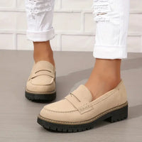 Damen Wildleder Loafer – Sommerliche & Bequeme Halbschuhe für Alltag & Büro – Beige