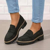 Damen Wildleder Loafer – Sommerliche & Bequeme Halbschuhe für Alltag & Büro – Schwarz
