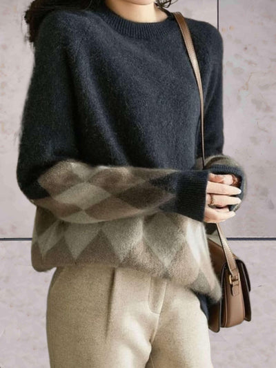 Wina | Oversized Strickpullover mit modernen geometrischen Mustern