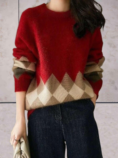 Wina | Oversized Strickpullover mit modernen geometrischen Mustern