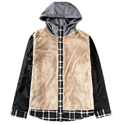 Honoree | Herren-Winterjacke aus Samt mit Kapuze und kariertem Innenfutter
