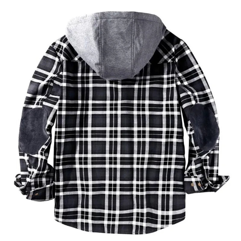 Honoree | Herren-Winterjacke aus Samt mit Kapuze und kariertem Innenfutter