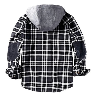 Honoree | Herren-Winterjacke aus Samt mit Kapuze und kariertem Innenfutter