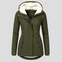Winterjacke für Damen mit Kapuze und kuscheligem Futter – lange Ärmel – Grün