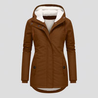 Winterjacke für Damen mit Kapuze und kuscheligem Futter – lange Ärmel – Khaki